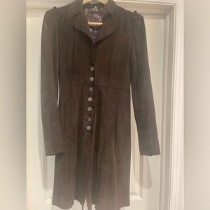Elie Tahari 100% Leather Button Down Trench